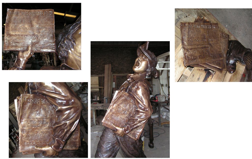 Newsboy by sculptor Bridgette Mongeon