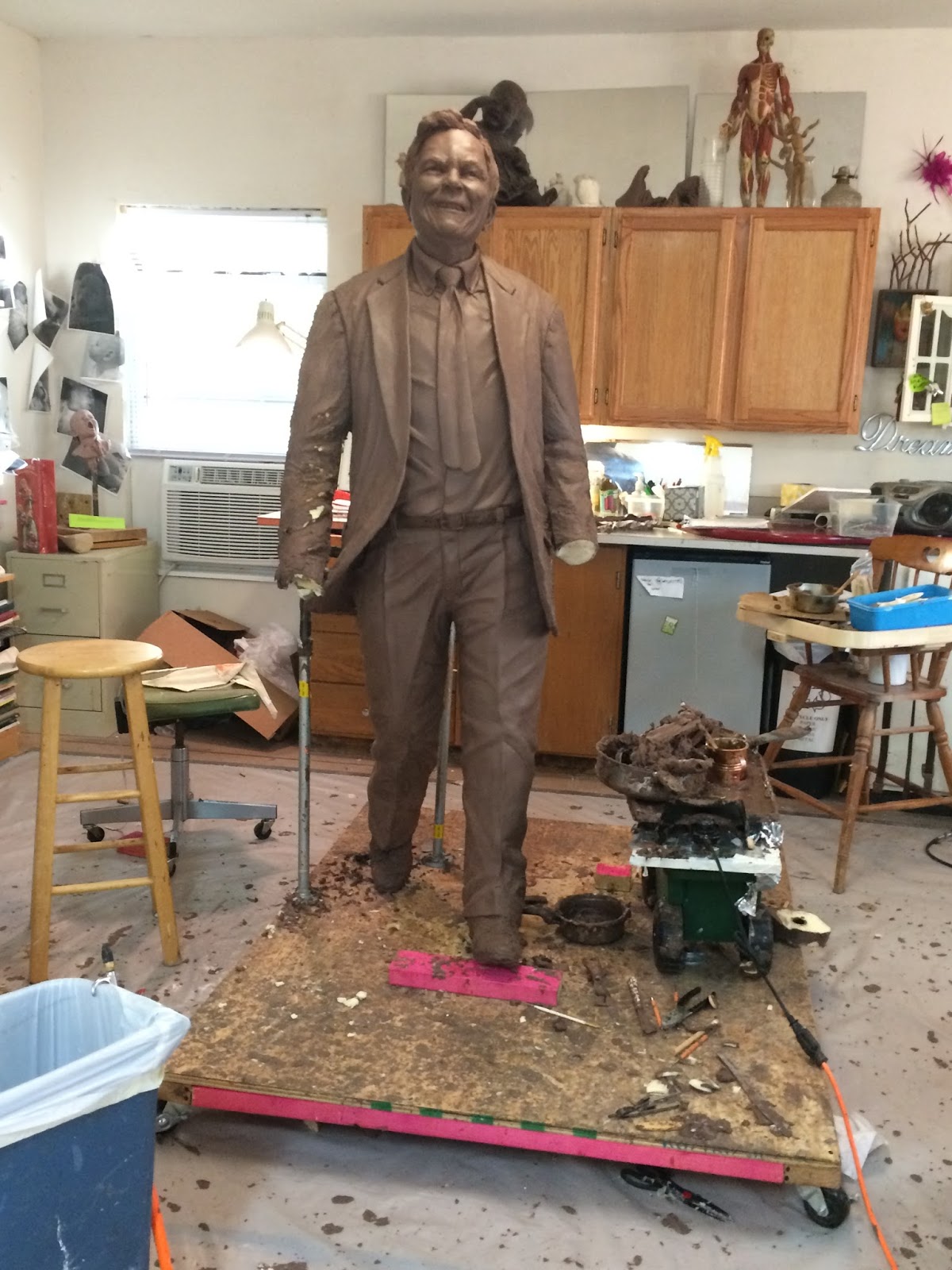 johnturner7 clay sculpture on a 3D cnc foam armature by Texas, artist Bridgette Mongeon