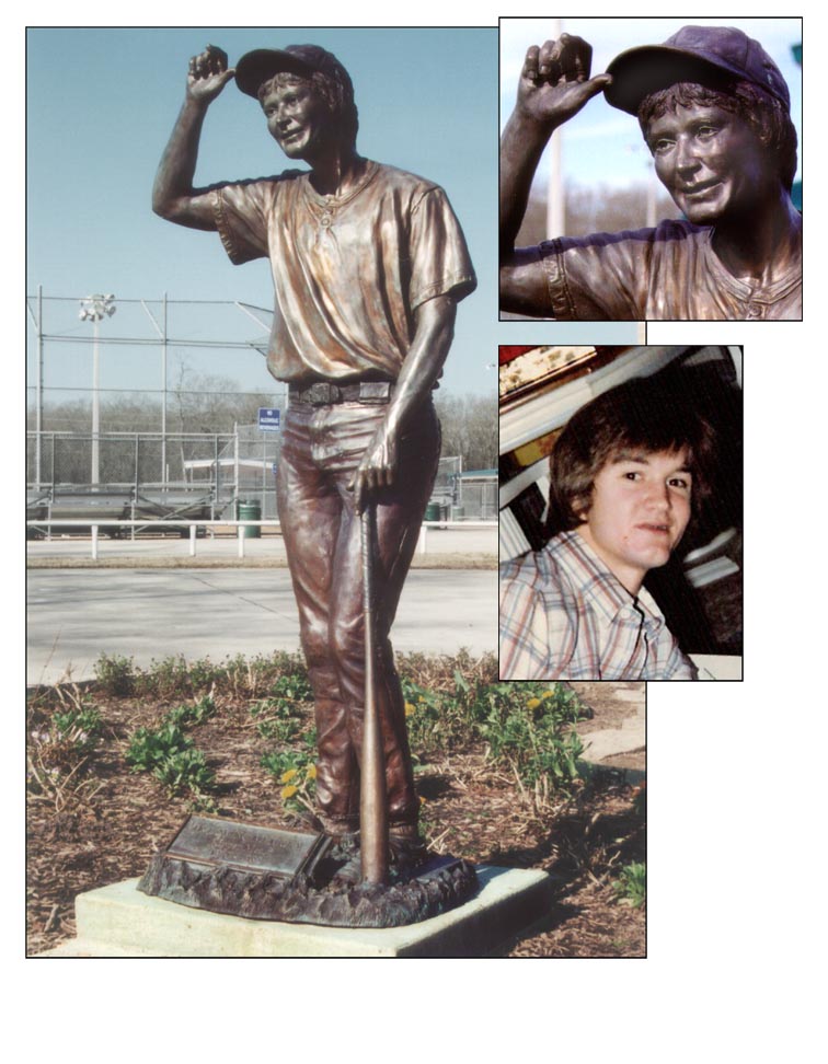 kipper-composite Houston, Texas artist creates a bronze statue of a baseball player.