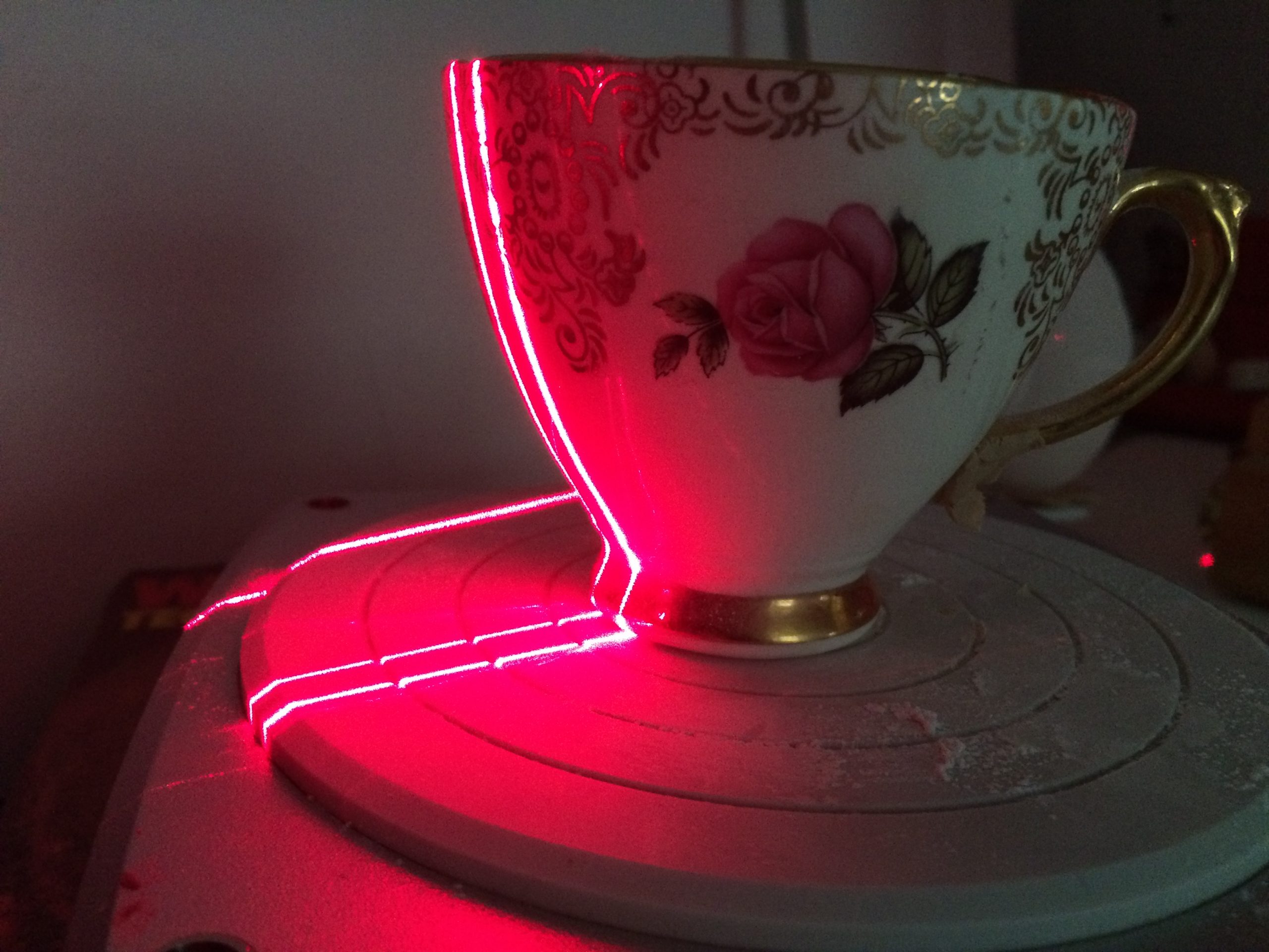 scanningteacup 3D scanning of tea cup by Housto, Texas sculptor Bridgette Mongeon