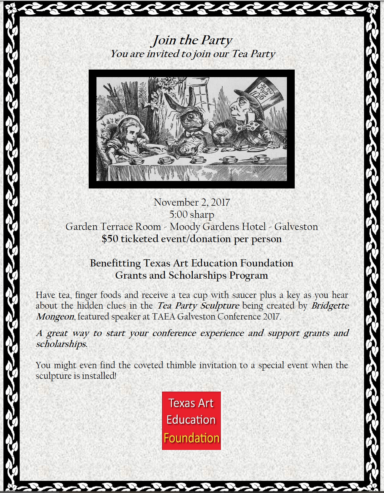 Bridgette Mongeon a Mad Hatter Tea party and art scholarships