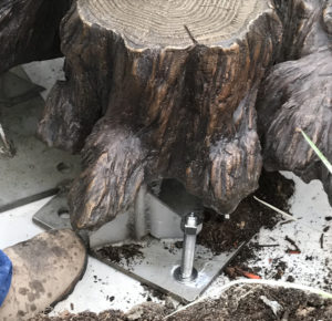 installation of a bronze Wonderland by Bridgette Mongeon